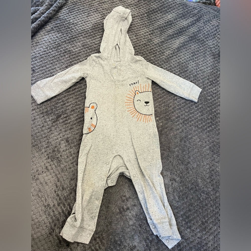 One piece coverall onesie with pants and hoodie for toddler 18 months